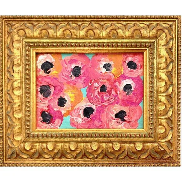 COPY - Painting Colorful Floral Flowers Thick Acrylic on Canvas FramedArt Dec…